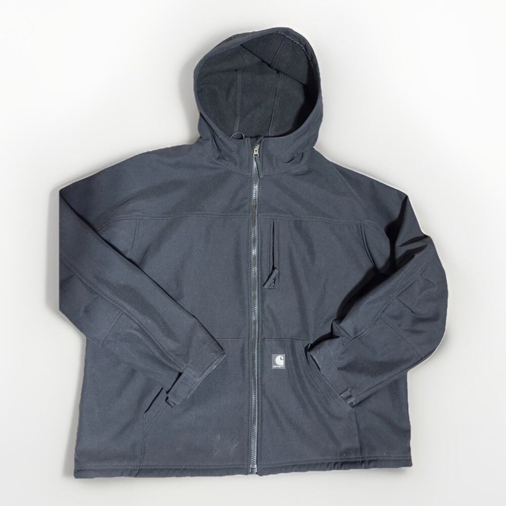 Carhartt Softshell Active Windstopper Hoodie Mens 2XL Black Full Zip Work U60